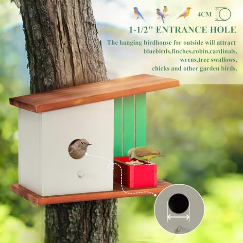 Outdoor Wooden Birdhouse for Bluebird, Robin, Finch, Garden