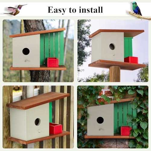 Outdoor Wooden Birdhouse for Bluebird, Robin, Finch, Garden