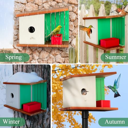 Outdoor Wooden Birdhouse for Bluebird, Robin, Finch, Garden