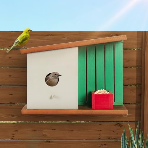 Outdoor Wooden Birdhouse for Bluebird, Robin, Finch, Garden