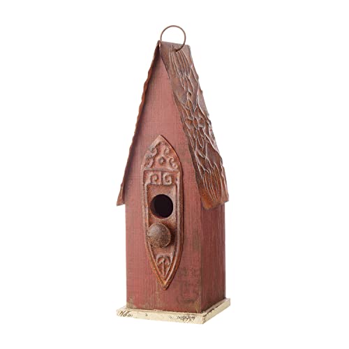 Hand-Painted Hanging Wood Bird House for Indoor & Outdoor
