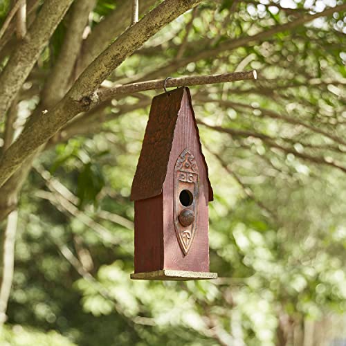 Hand-Painted Hanging Wood Bird House for Indoor & Outdoor