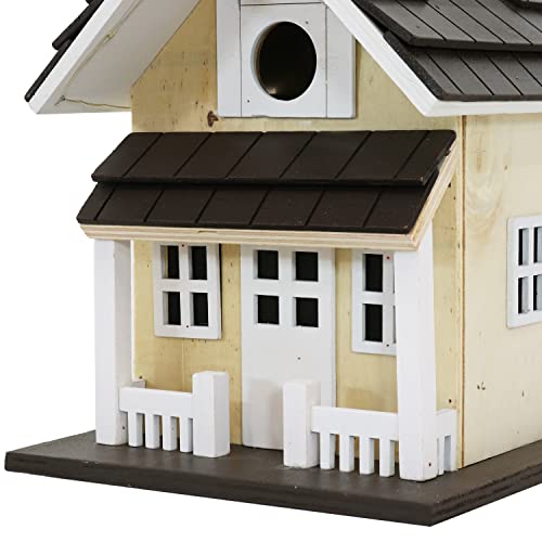Sunnydaze Hanging Bird House with Solar LED - Cream