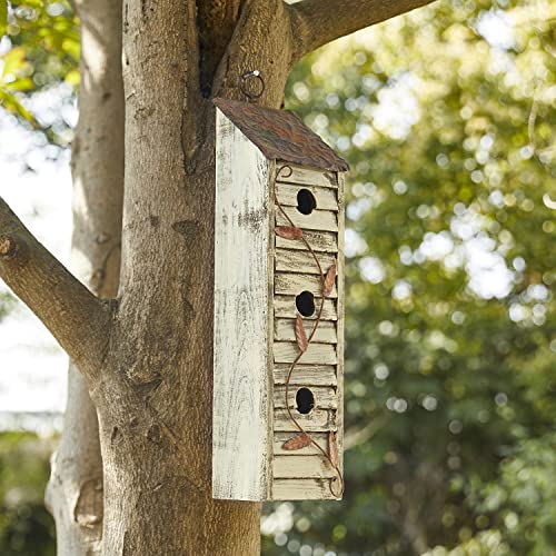 Vintage Three-Tiered Hanging Wooden Birdhouse for Gardens