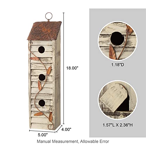 Vintage Three-Tiered Hanging Wooden Birdhouse for Gardens