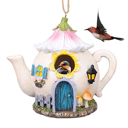 Resin Hanging Birdhouse, Decorative Outdoor Cardinal Bluebird Decor