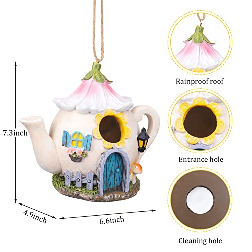 Resin Hanging Birdhouse, Decorative Outdoor Cardinal Bluebird Decor