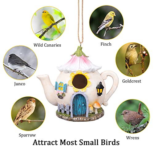 Resin Hanging Birdhouse, Decorative Outdoor Cardinal Bluebird Decor