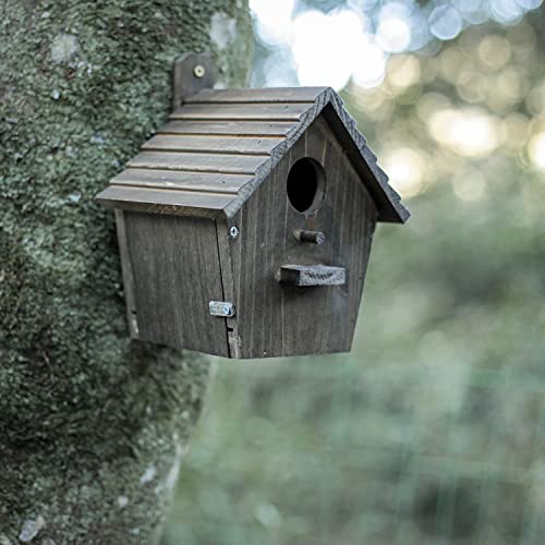 Black Wooden House with Pole for Outside Birds