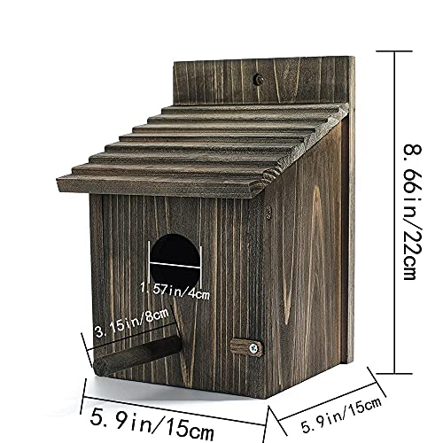 Wooden Bird House with Pole for Outdoor Decoration