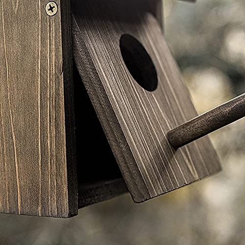 Wooden Bird House with Pole for Outdoor Decoration
