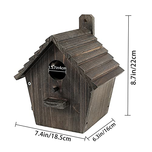 Black Wooden House with Pole for Outside Birds