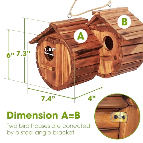 Cherry Shape Birdhouse for 2 Bird Families, Hanging Garden