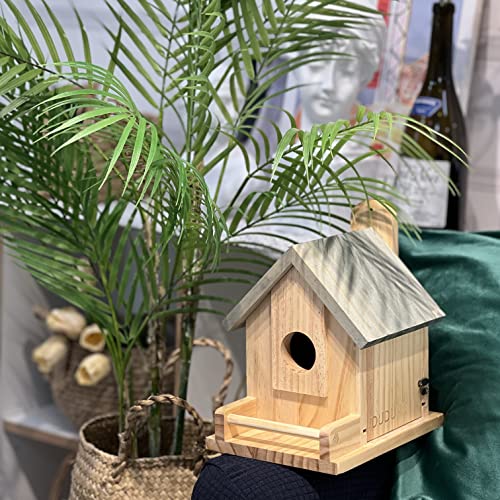 Renewal Wooden Birdhouse for Outside with Pole, Handcrafted