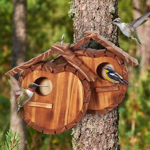 Cherry Shape Birdhouse for 2 Bird Families, Hanging Garden