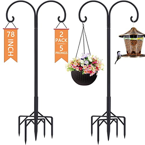 Double Shepherd's Hook Bird Feeder Stand Set (78")