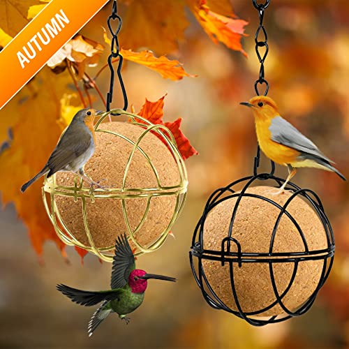 Metal Hanging Bird Feeders Set of 6 - Black