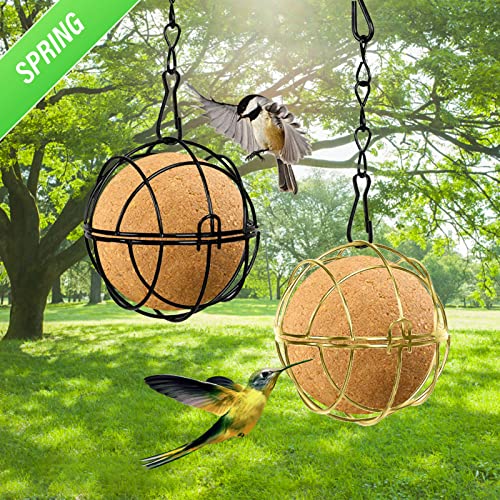 Metal Hanging Bird Feeders Set of 6 - Black