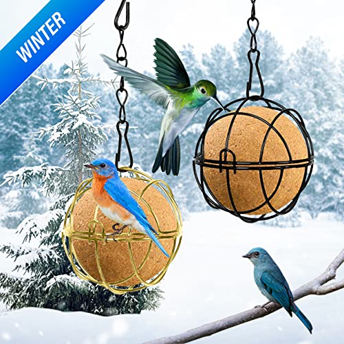 Metal Hanging Bird Feeders Set of 6 - Black