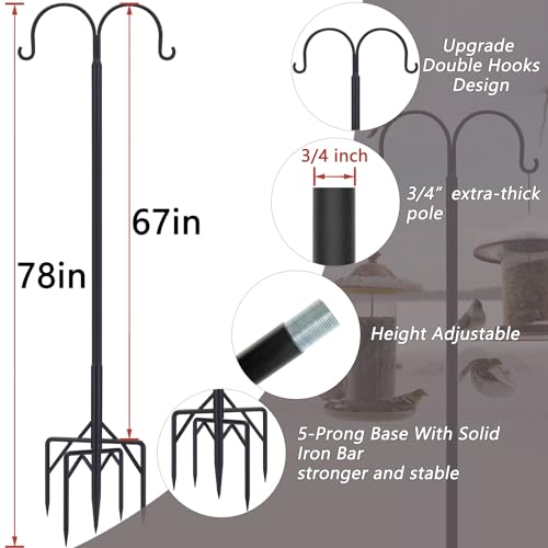 Adjustable Double Shepherds Hooks for Hanging Bird Feeders