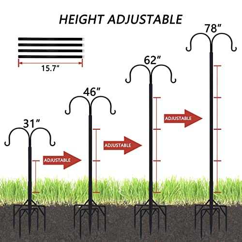 Adjustable Double Shepherds Hooks for Hanging Bird Feeders