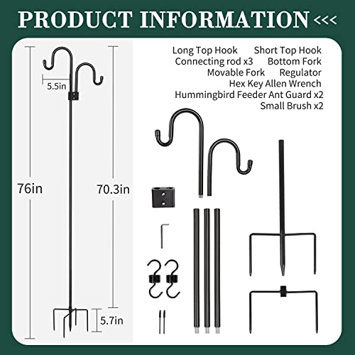 Double Shepherds Hook for Outdoor Bird Feeders & Plants