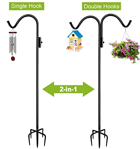 Adjustable Double Shepherd Hook Stand for Outdoor Birdfeeder