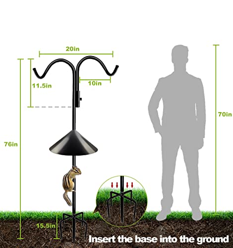 Adjustable Double Shepherd Hook Stand for Outdoor Birdfeeder