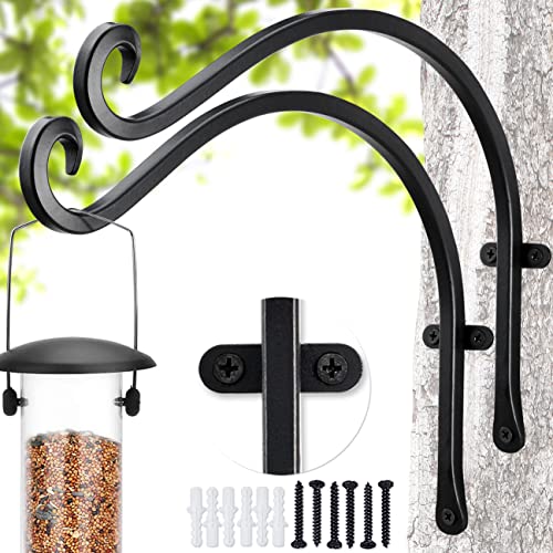 12-Inch Wall-Mounted Black Plant Hooks for Bird Feeders