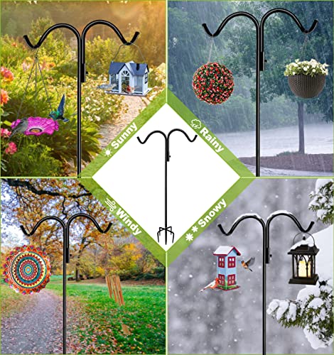 Adjustable Double Shepherd Hook Stand for Outdoor Birdfeeder