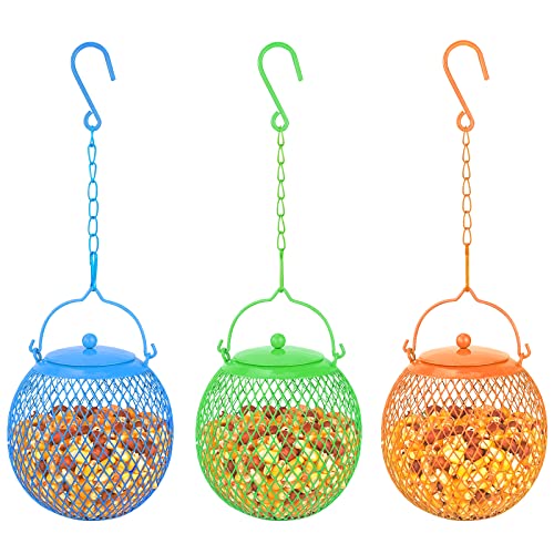 Set of 3 Colorful Bird Feeders for Outdoor Decor