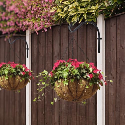 12-Inch Wall-Mounted Black Plant Hooks for Bird Feeders