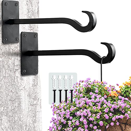 Black Bird Feeder Hanger: 8-Inch Wall-Mounted Plant Bracket