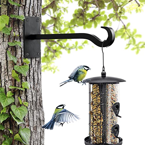 Black Bird Feeder Hanger: 8-Inch Wall-Mounted Plant Bracket