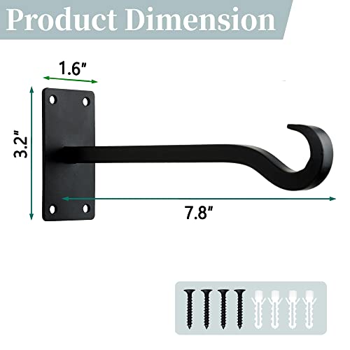 Black Bird Feeder Hanger: 8-Inch Wall-Mounted Plant Bracket
