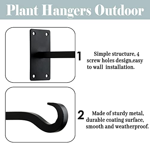 Black Bird Feeder Hanger: 8-Inch Wall-Mounted Plant Bracket