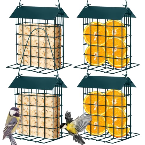 Outdoor Hanging Suet Feeder for Birds - Dark Green