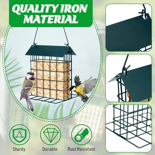 Outdoor Hanging Suet Feeder for Birds - Dark Green