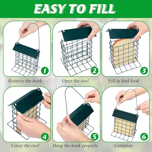 Outdoor Hanging Suet Feeder for Birds - Dark Green