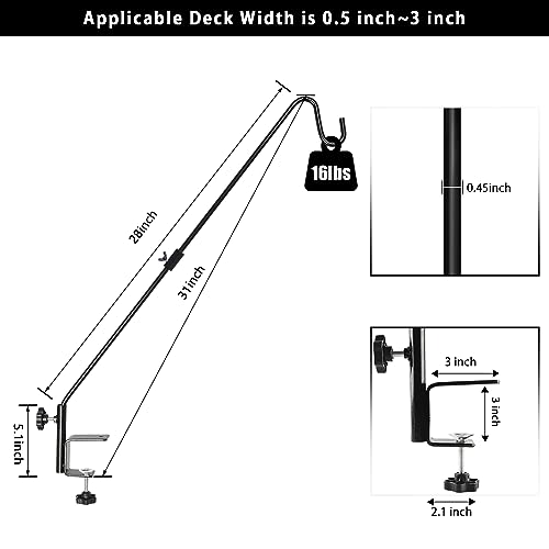 2 Pack of 31 Inch Black Heavy Duty Deck Hook