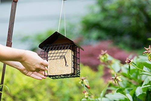 MEKKAPRO Hanging Suet Feeder with Metal Roof, Woodpecker Feeder