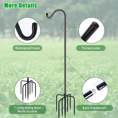 Adjustable Shepherds Hook for Bird Feeders, Plant Baskets