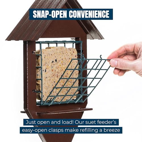 MEKKAPRO Bird Suet Feeder House with Double Cage