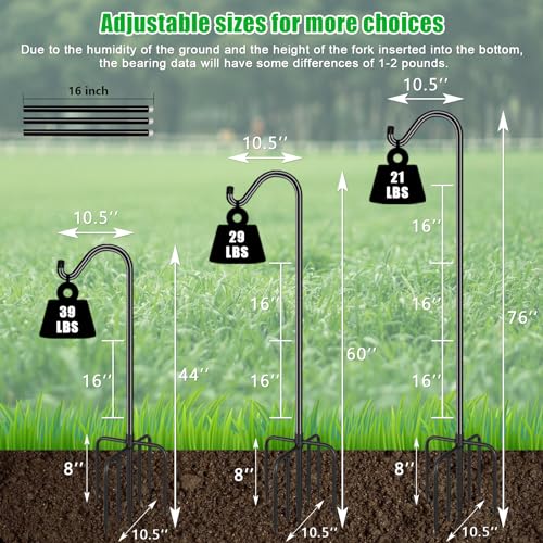 Adjustable Shepherds Hook for Bird Feeders, Plant Baskets