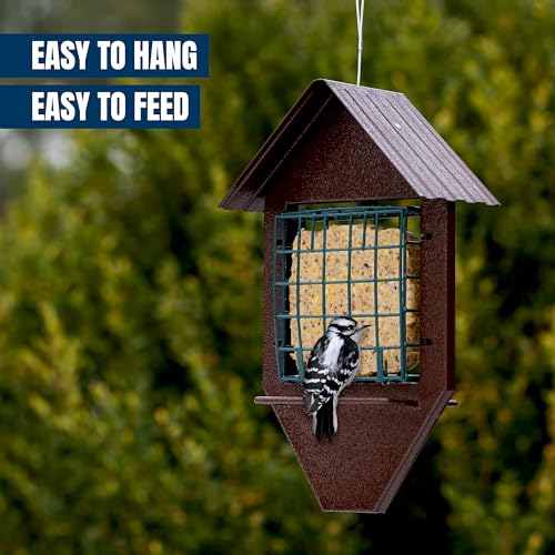 MEKKAPRO Bird Suet Feeder House with Double Cage