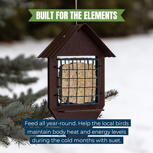 MEKKAPRO Bird Suet Feeder House with Double Cage