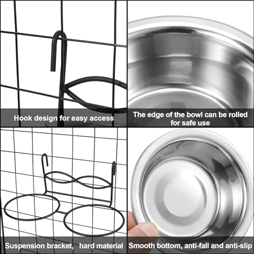 Stainless Steel Bird Feeding Bowls with Hanging Holder