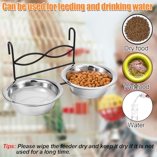 Stainless Steel Bird Feeding Bowls with Hanging Holder