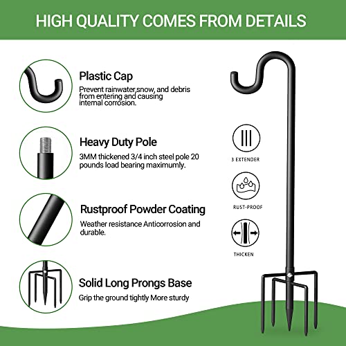 Extra Thick 76" Shepherds Hook for Garden Decor