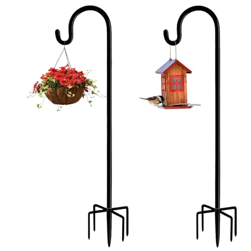 Black Shepherd Hook for Outdoor Gardens- Adjustable & Sturdy